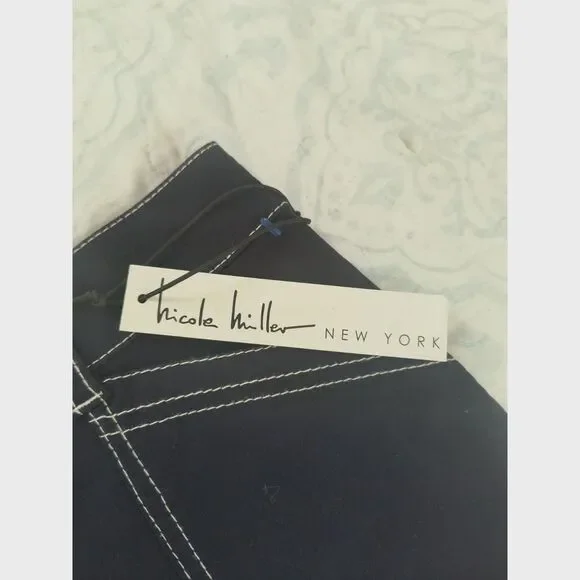 Nicole Miller Artelier Contrast Stitch Utility Skirt - Navy - NWT - Size 8 - Picture 5 of 5